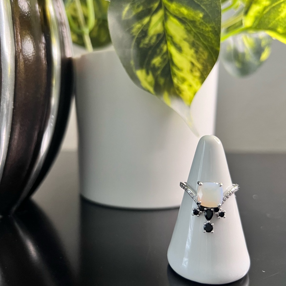 Bomb Party “Share the Love” Black Onyx and Opal Ring Size 8